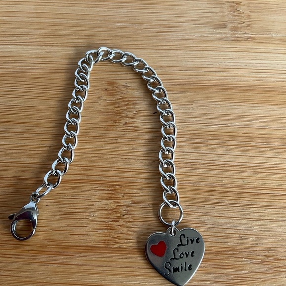 Hand Crafted Stanley Cup Charm Stainless Heart Live Love Smile Cup Handle Charm - Picture 3 of 5